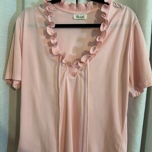Pink Ruffle Neck Top